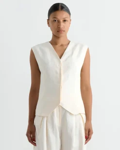 Minimal Tailored Vest in Ivory