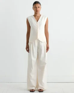 Minimal Tailored Vest in Ivory