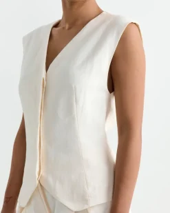 Minimal Tailored Vest in Ivory