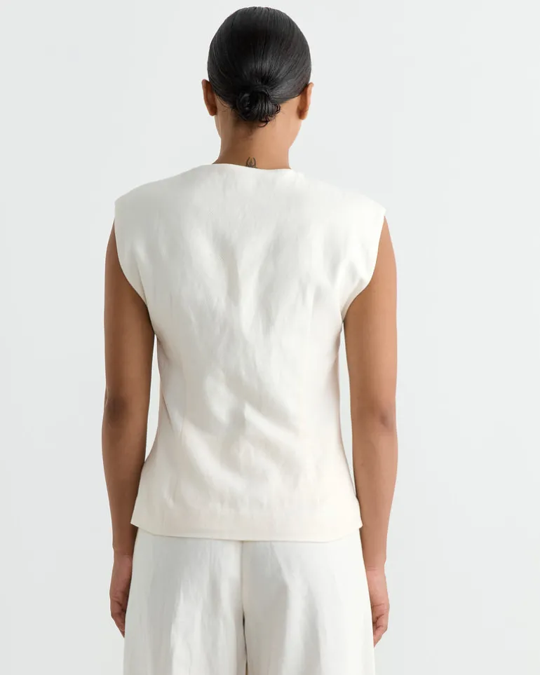 Minimal Tailored Vest in Ivory
