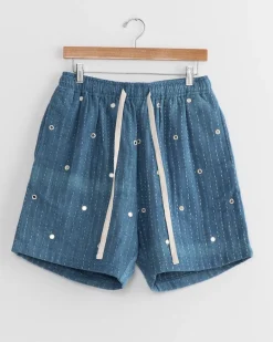 Mirror Short in Indigo/Ecru