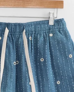 Mirror Short in Indigo/Ecru