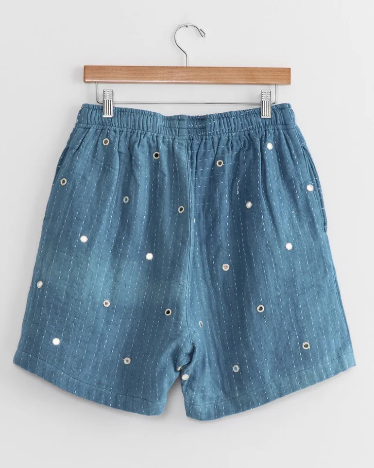 Mirror Short in Indigo/Ecru