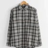 Motif Plaid Shirt in Grey