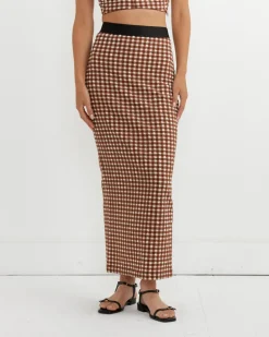 Native Skirt in Brown Check