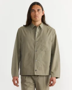 Notte Shirt in Silky Cotton Poplin Olive