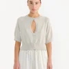 Organic Cotton Cut-Out Top in Pearl Grey
