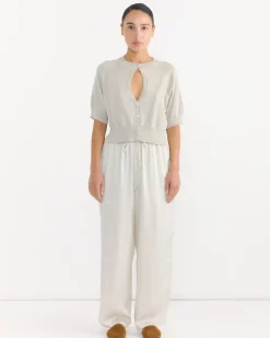 Organic Cotton Cut-Out Top in Pearl Grey