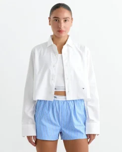 Oversized Cropped Shirt in White