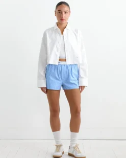 Oversized Cropped Shirt in White