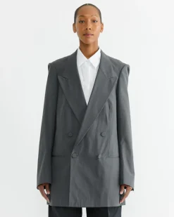 Oversized Double Breasted Jacket in Dark Grey