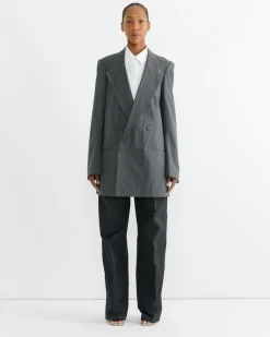 Oversized Double Breasted Jacket in Dark Grey