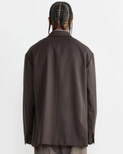 Oversized Double Breasted Jacket in Grey Khaki