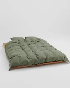Percale Double Duvet Cover King in Olive Green