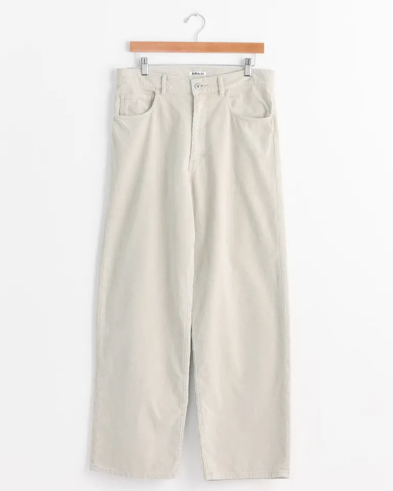 Pigment Dye Corduroy Wide 5P Pant in White Khaki