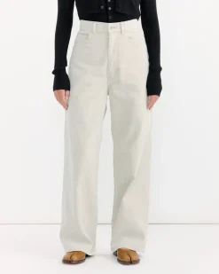 Pigment Dye Corduroy Wide 5P Pant in White Khaki