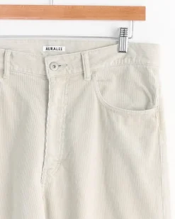 Pigment Dye Corduroy Wide 5P Pant in White Khaki