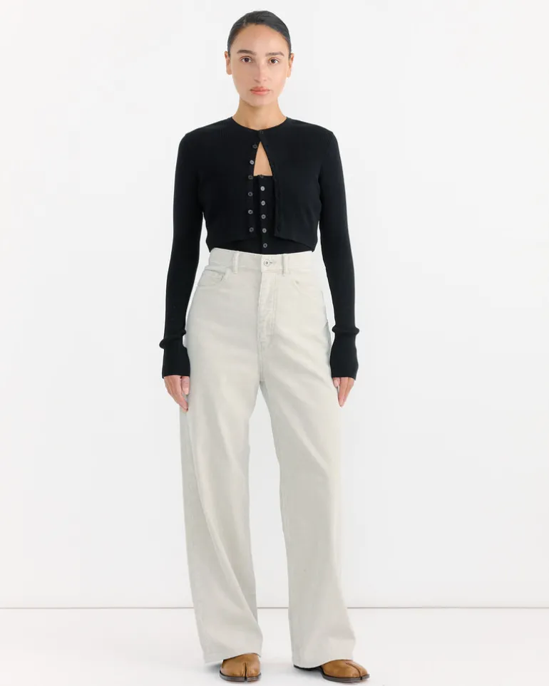 Pigment Dye Corduroy Wide 5P Pant in White Khaki