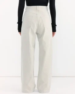 Pigment Dye Corduroy Wide 5P Pant in White Khaki