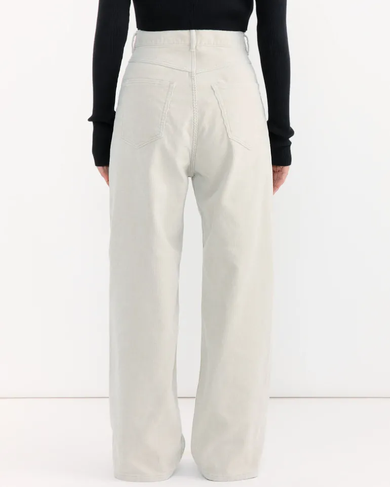 Pigment Dye Corduroy Wide 5P Pant in White Khaki