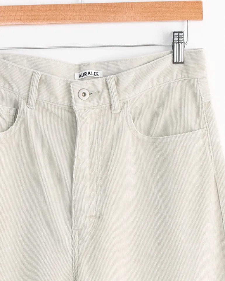 Pigment Dye Corduroy Wide 5P Pant in White Khaki