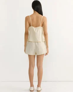 Placket Short Set in Butter Stripe