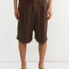 Pleated Bermuda Shorts in Brown