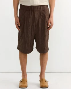 Pleated Bermuda Shorts in Brown