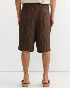 Pleated Bermuda Shorts in Brown