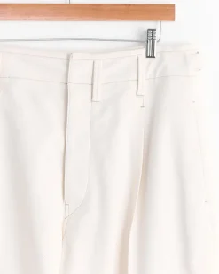 Pleated Carrot Pant in Creamy White