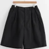 Pleated Shorts in Black