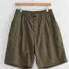 Pleated Track Short in Olive