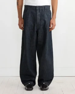 Pleated Workwear Pant in Denim Indigo