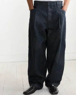 Pleated Workwear Pant in Denim Indigo