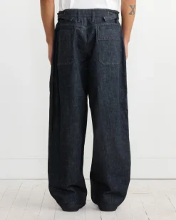 Pleated Workwear Pant in Denim Indigo