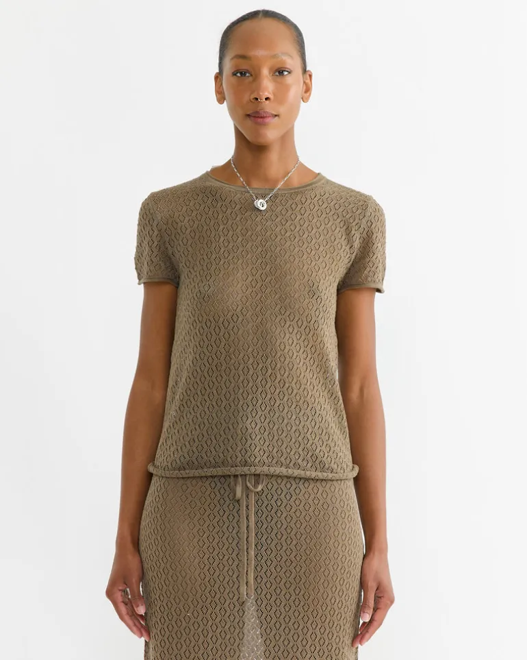 Pointelle Baby Tee in Earth