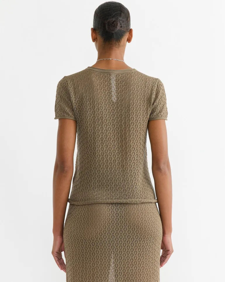 Pointelle Baby Tee in Earth