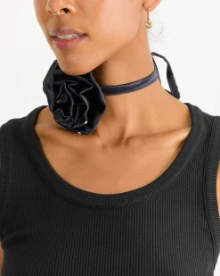 Polka Rosetta Tie in Black/Ivory