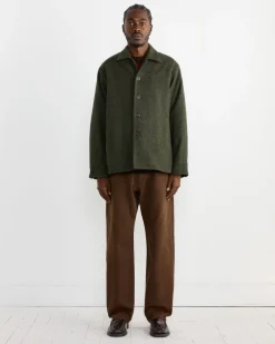Porto Shirt Jacket in Felted Wool Olive