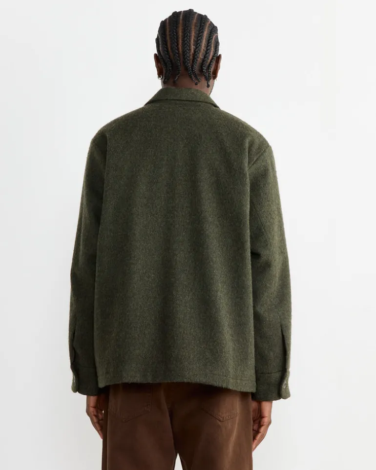 Porto Shirt Jacket in Felted Wool Olive
