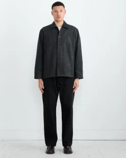 Porto Shirt Jacket in Plaid Wool Navy