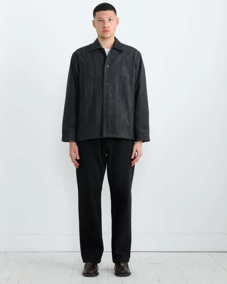 Porto Shirt Jacket in Plaid Wool Navy