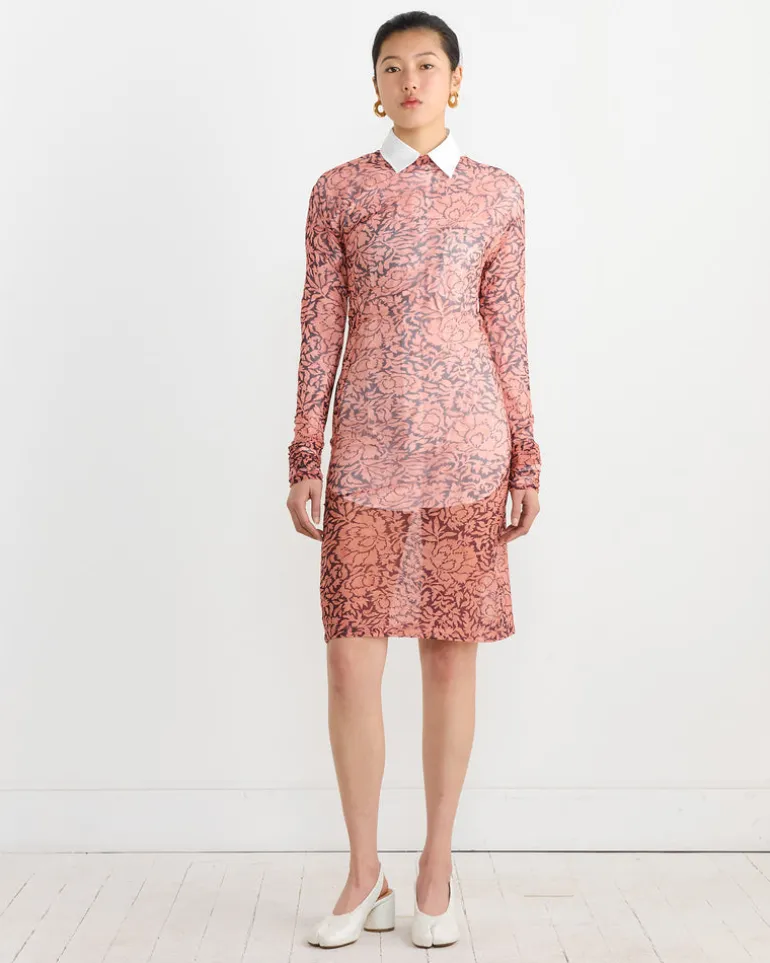 Printed Draped Top in Peach