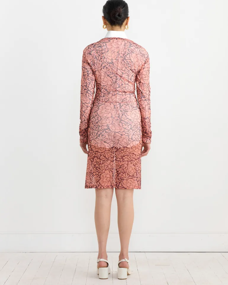 Printed Draped Top in Peach