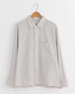 Pyjama Shirt in Creamy White/Taupe/Black