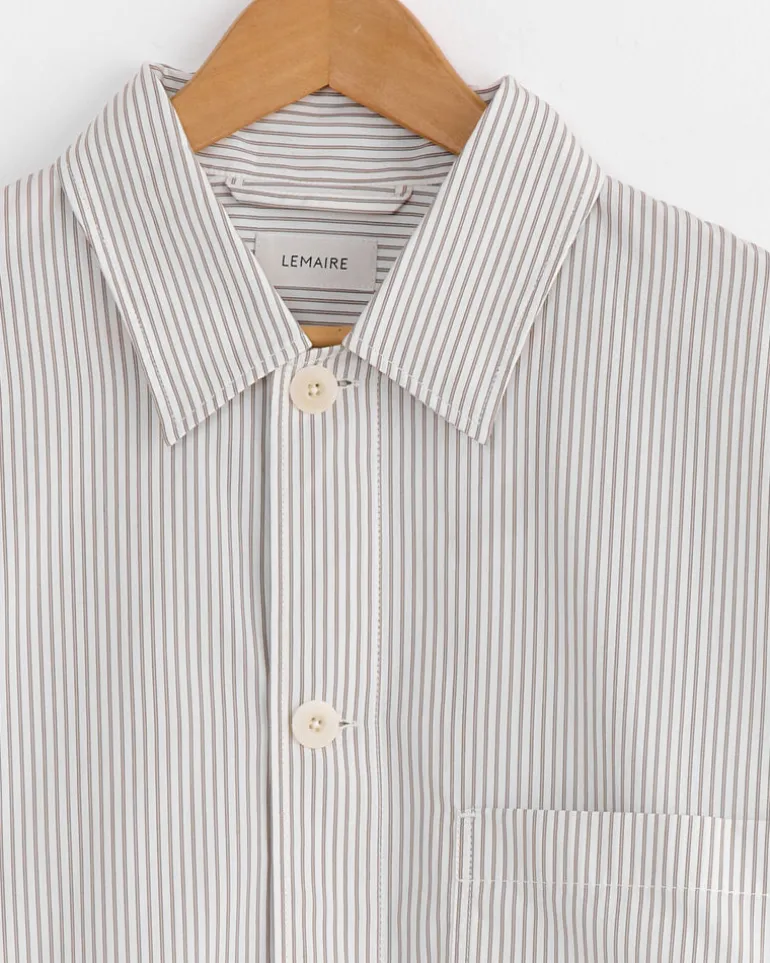 Pyjama Shirt in Creamy White/Taupe/Black