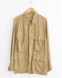 Raw Silk B.D.U. Jacket in Khaki