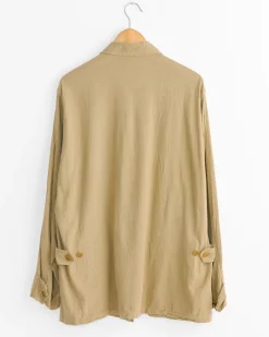 Raw Silk B.D.U. Jacket in Khaki