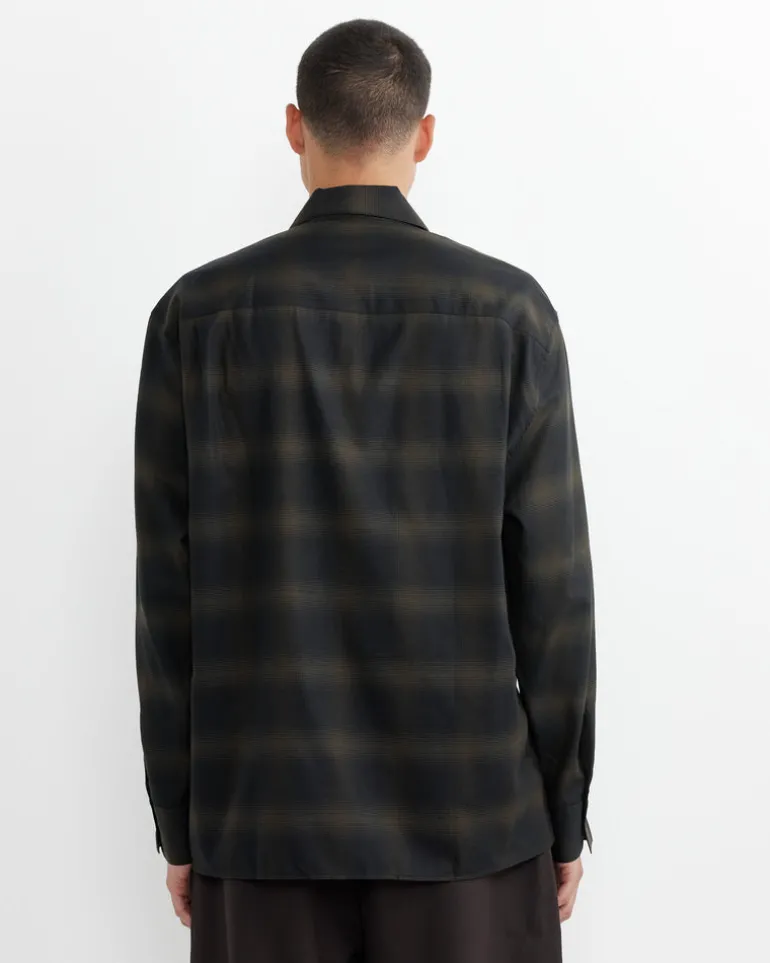 Ray Shirt in Black/Chocolate Brown