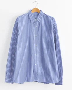 Regular Wide High Count Shirt in Blue Stripe